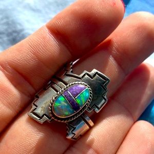 Vintage Opal and Amethyst Wrap around Ring